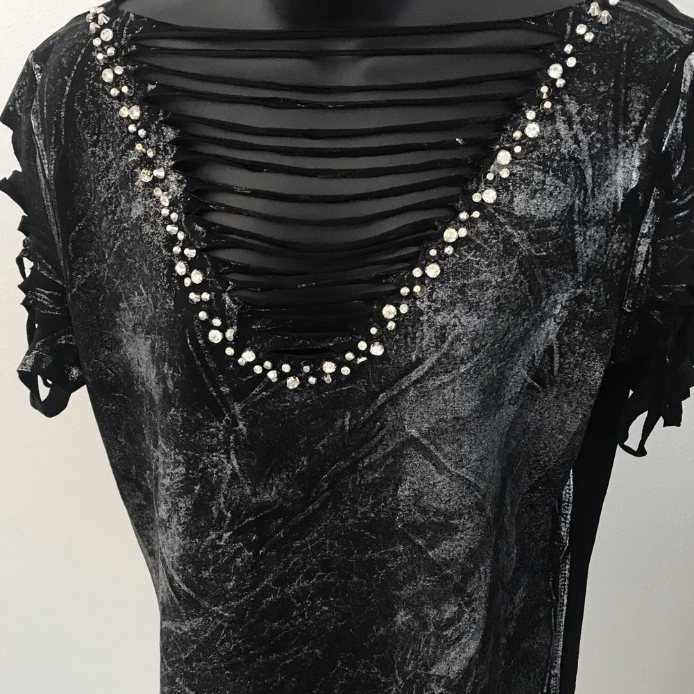 Top the fancy tee shirt  black /silver paint